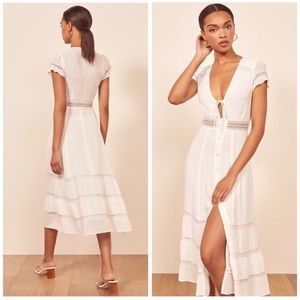 Reformation Cyndle White Midi Dress